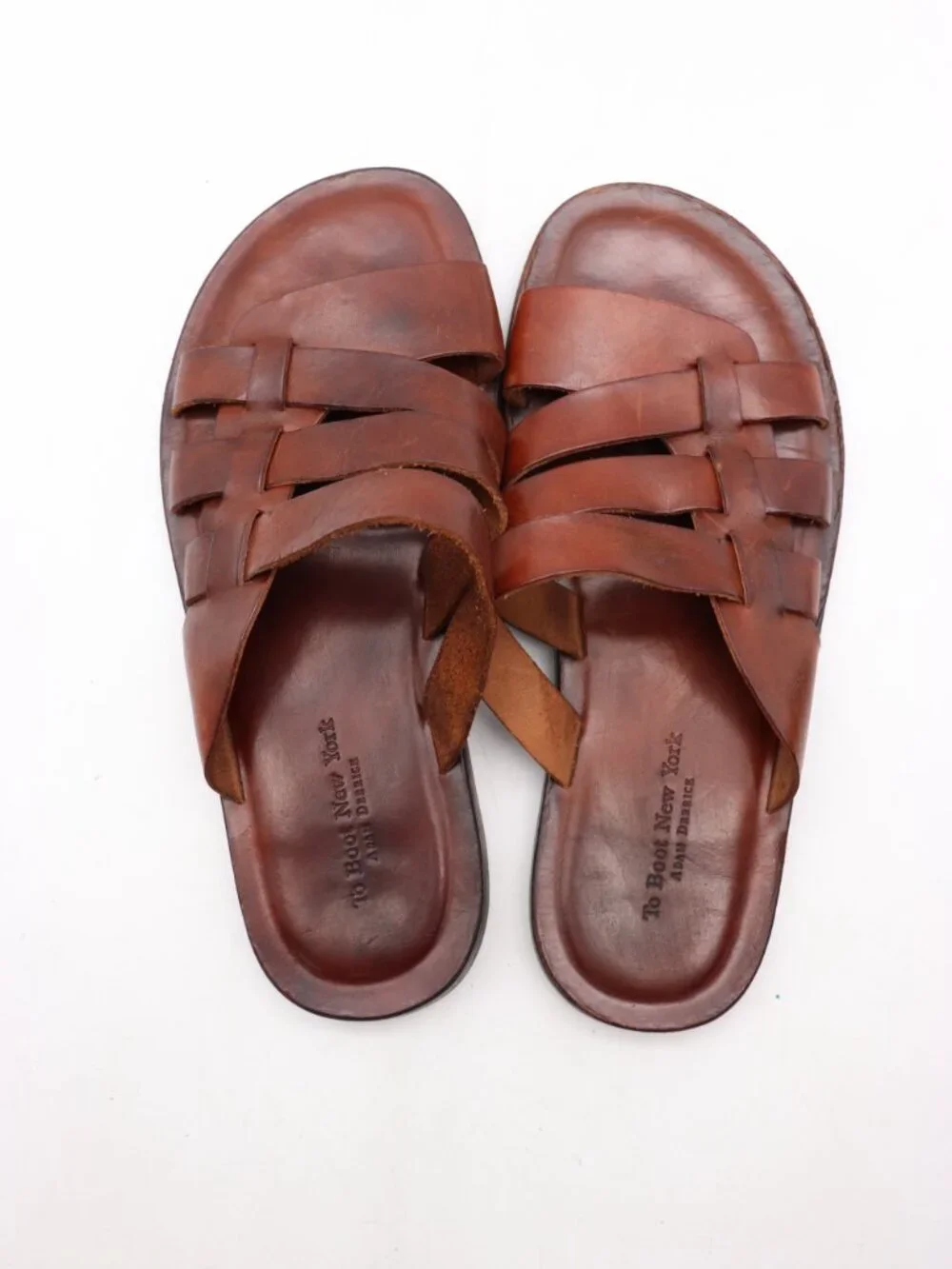 To Boot New York Sandals Men's Size 9 Brown Leather Slide Fisherman Italy